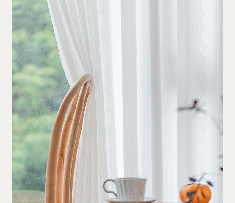 Bay window blackout white gauze curtain 8