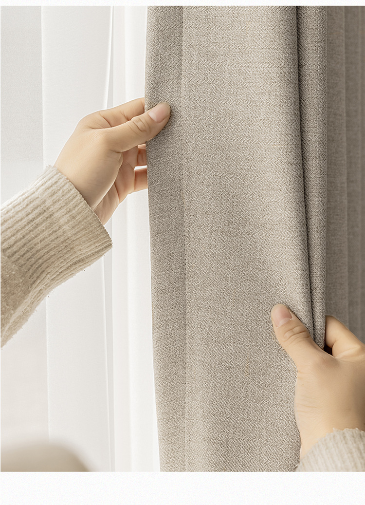 Imitation linen texture heat insulation thick blackout curtains 26 02
