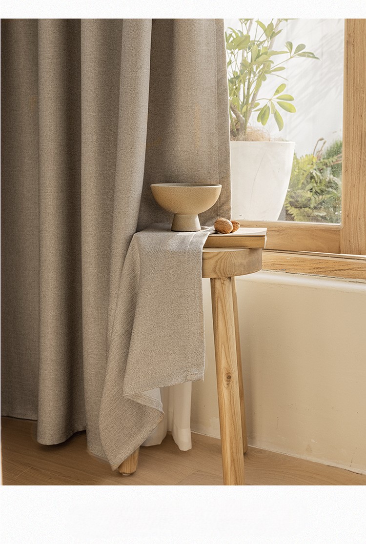 Imitation linen texture heat insulation thick blackout curtains 26 01