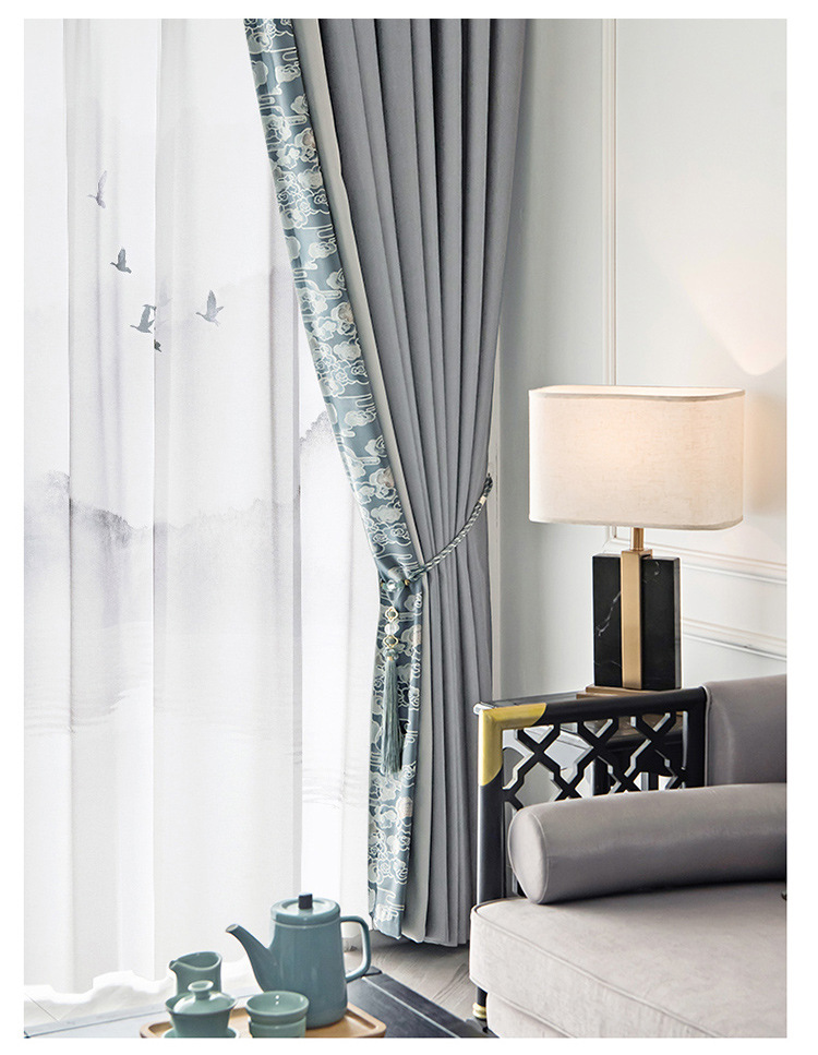 New Chinese style splicing dark pattern curtains 29