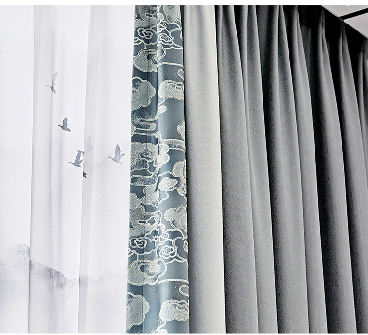 New Chinese style splicing dark pattern curtains 29