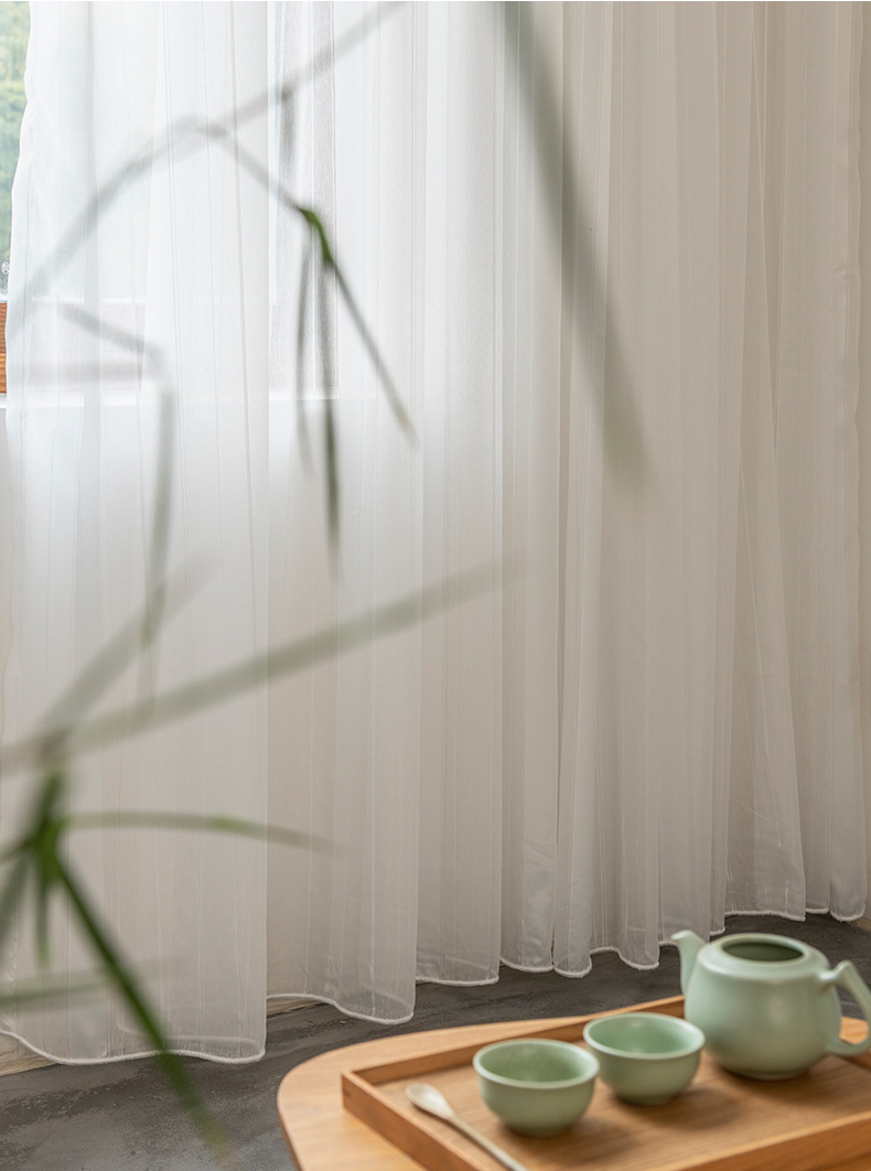 Simple white gauze versatile dreamy vertical curtain 11 01