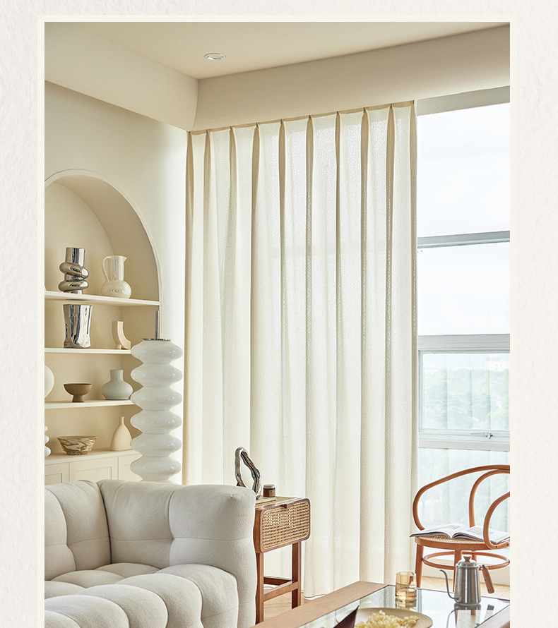 Simple woven gauze curtains for living room and bedroom 12 01