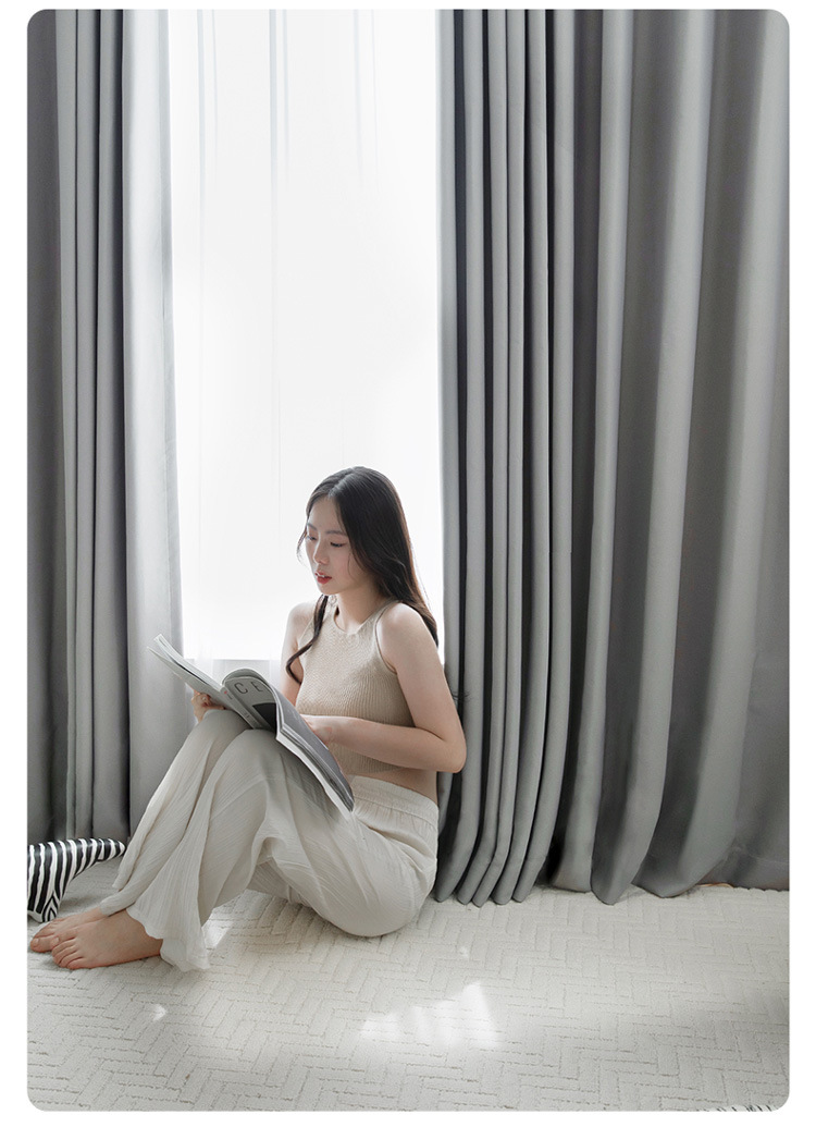 Full blackout antibacterial hook-type simple curtain 39 02