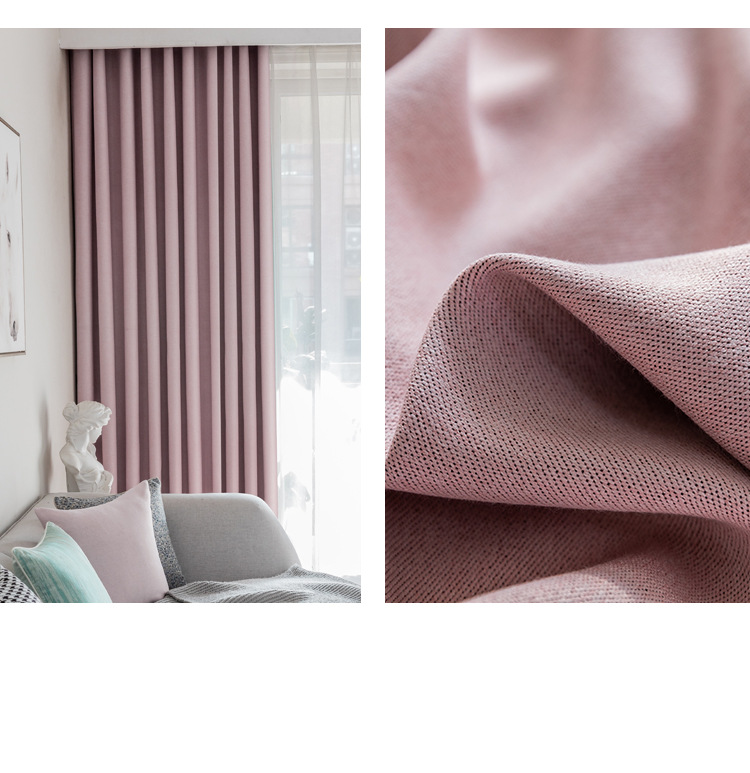 Full blackout simple linen curtains 32