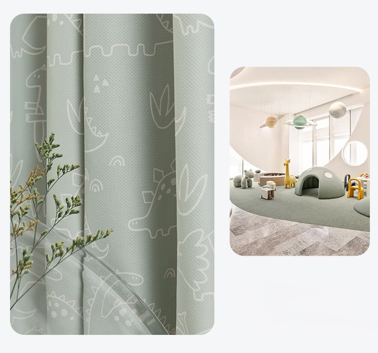 Antibacterial childlike printed thick curtains 55