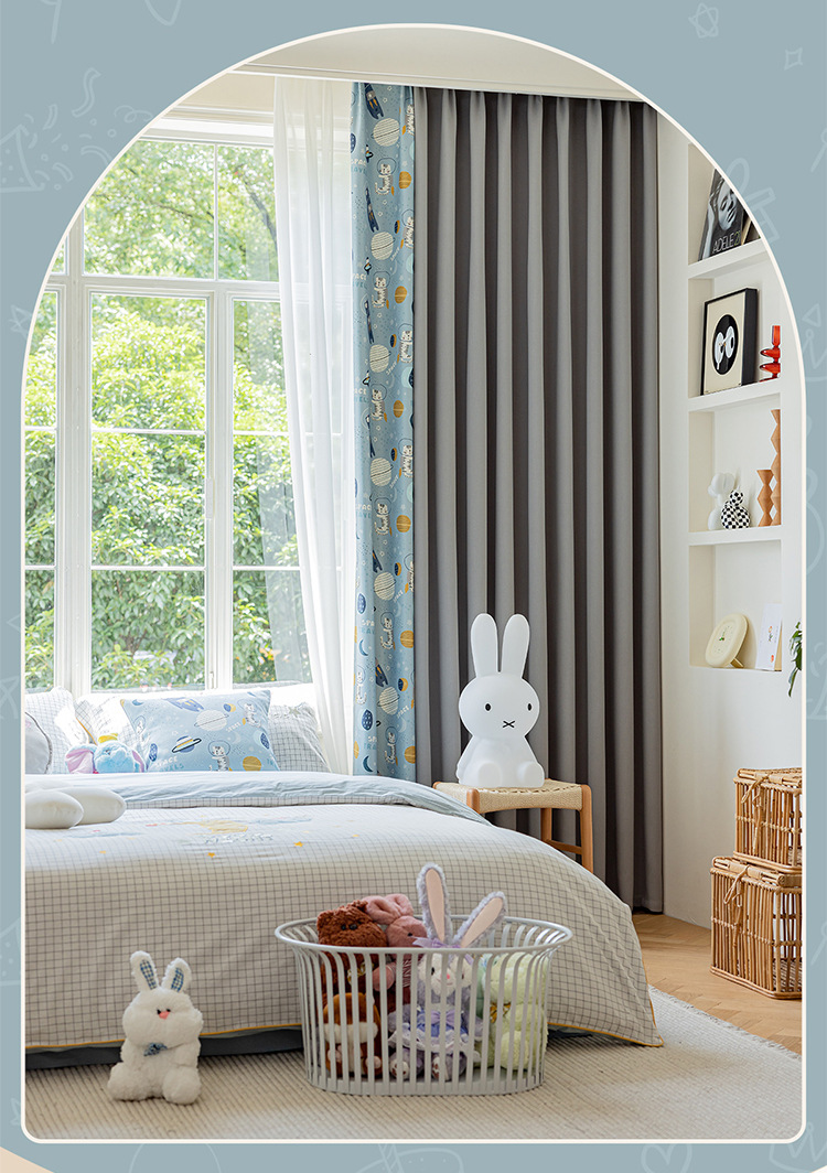 Cartoon antibacterial childlike blackout curtains 51